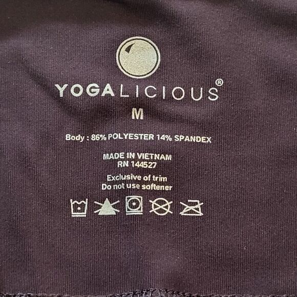 NEW Yogalicious Medium Dark Purple / Plum Mid Rise Leggings Athleisure Yoga - Picture 2 of 8